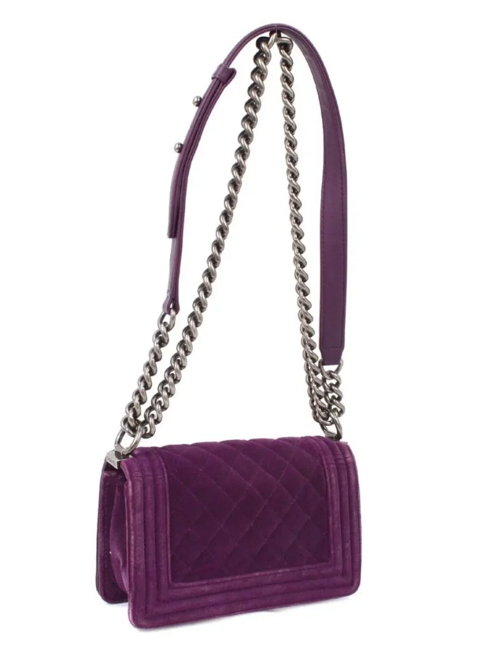 Boy Chanel Purple Velvet Small Chain Shoulder Bag XX05033